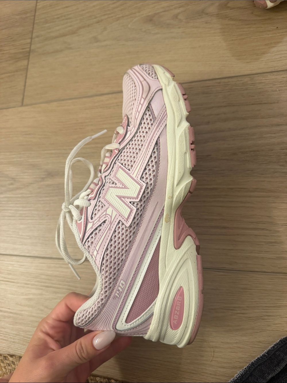 New Balance Pink and Cream Women's Mesh Athletic Sneakers